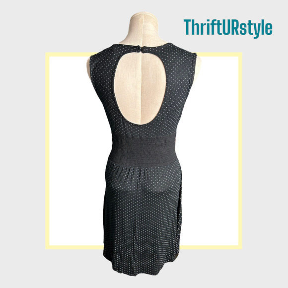 FREE PEOPLE Black Polka Dot Dress with Embroidered Sleeveless Small - Picture 3 of 11